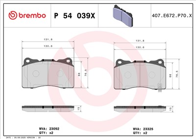 BREMBO P 54 039X Číslo výrobce: 23092. EAN: 8020584121689.