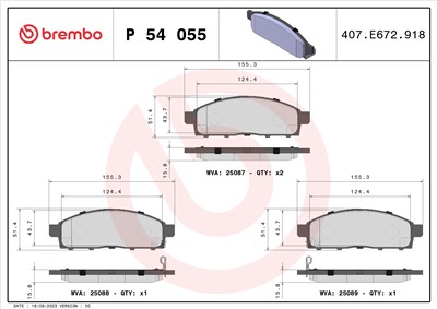 BREMBO P 54 055 Číslo výrobce: 25087. EAN: 8020584084229.