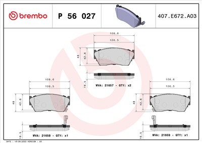 BREMBO P 56 027 Číslo výrobce: 21657. EAN: 8020584055076.