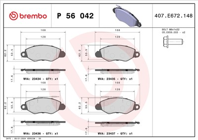 BREMBO P 56 042 Číslo výrobce: 23434. EAN: 8020584055229.