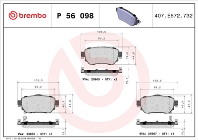 BREMBO P 56 098 Číslo výrobce: 25965. EAN: 8020584112656.