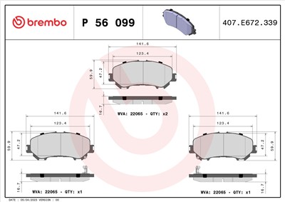 BREMBO P 56 099 Číslo výrobce: 22065. EAN: 8020584112663.