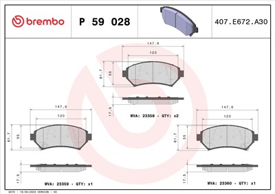 BREMBO P 59 028 Číslo výrobce: 23358. EAN: 8020584055595.