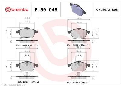 BREMBO P 59 048 Číslo výrobce: 23116. EAN: 8020584061527.