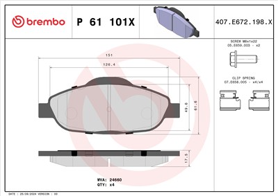 BREMBO P 61 101X Číslo výrobce: 24660. EAN: 8020584069134.