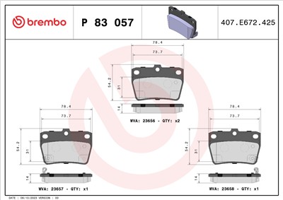BREMBO P 83 057 Číslo výrobce: 23656. EAN: 8020584057926.