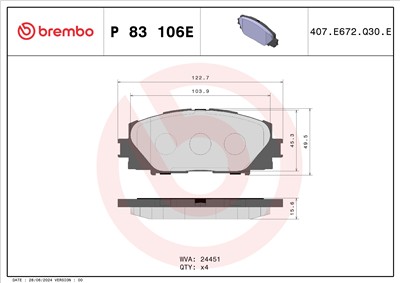 BREMBO P 83 106E Číslo výrobce: 24451. EAN: 8020584130032.
