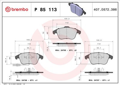 BREMBO P 85 113 Číslo výrobce: 24332. EAN: 8020584091036.
