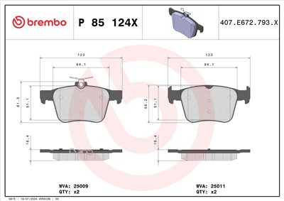 BREMBO P 85 124X Číslo výrobce: 25009. EAN: 8020584069394.