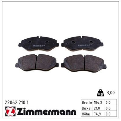 ZIMMERMANN 22062.210.1 Číslo výrobce: 22062. EAN: 4250238768289.