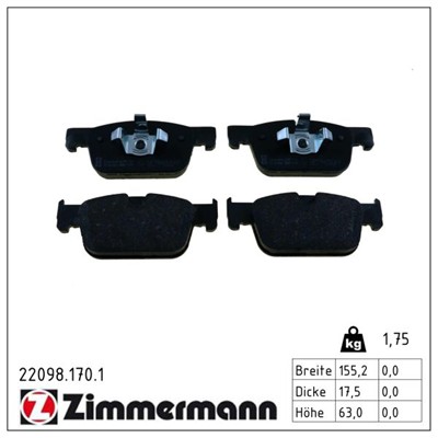 ZIMMERMANN 22098.170.1 Číslo výrobce: 22098. EAN: 4250238781752.
