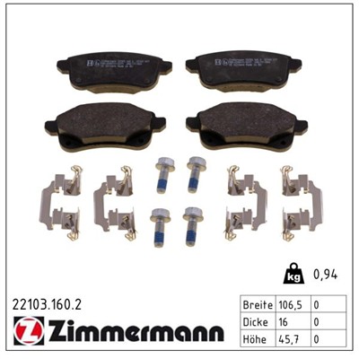 ZIMMERMANN 22103.160.2 Číslo výrobce: 22103. EAN: 4250238777168.