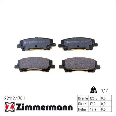 ZIMMERMANN 22112.170.1 Číslo výrobce: 22112. EAN: 4250238786368.