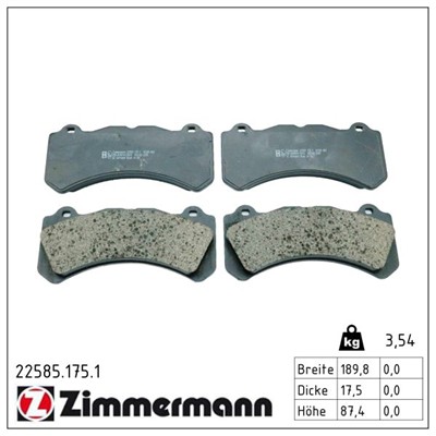 ZIMMERMANN 22585.175.1 Číslo výrobce: 22585. EAN: 4250238787884.