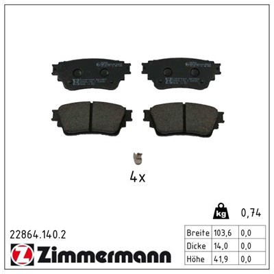 ZIMMERMANN 22864.140.2 Číslo výrobce: 22864. EAN: 4250238792154.