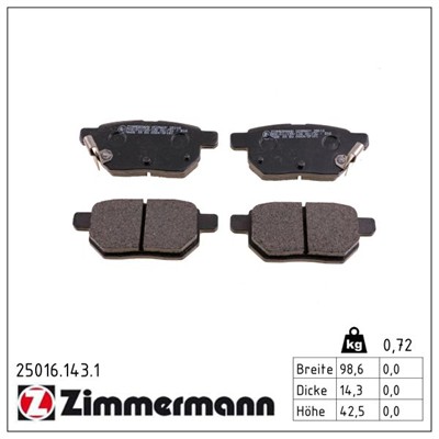 ZIMMERMANN 25016.143.1 Číslo výrobce: 24852. EAN: 4250238768074.