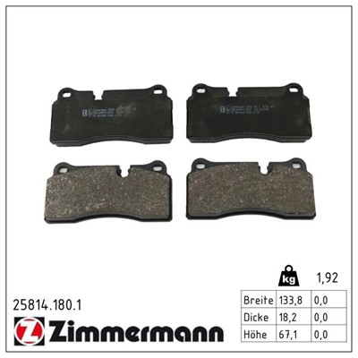 ZIMMERMANN 25814.180.1 Číslo výrobce: 25814. EAN: 4250238791478.