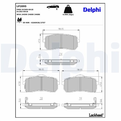 DELPHI LP2095 EAN: 5012759428474.