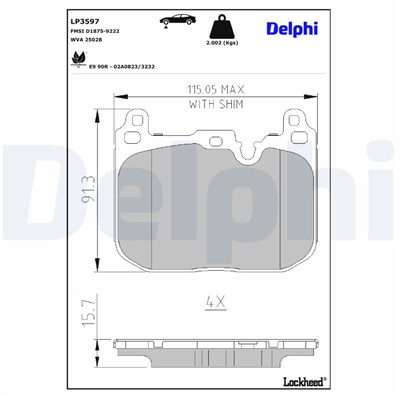 DELPHI LP3597 EAN: 5012759552476.