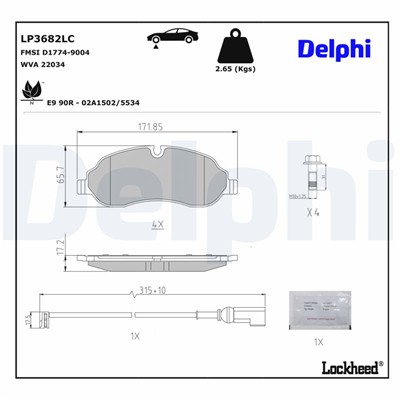DELPHI LP3682LC EAN: 5012759634080.