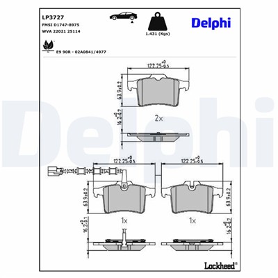 DELPHI LP3727 EAN: 5012759574911.