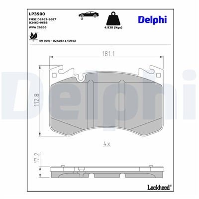 DELPHI LP3900 EAN: 5012759599549.