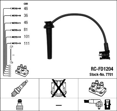 NGK 7701 Číslo výrobce: RC-FD1204. EAN: 87295077016.