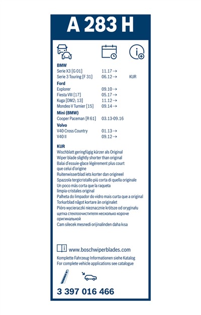 BOSCH 3 397 016 466 Číslo výrobce: A 283 H. EAN: 4047026241068.