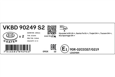 SKF VKBD 90249 S2 EAN: 7316581895953.