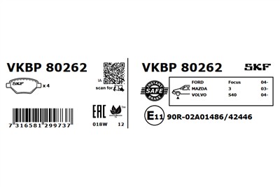 SKF VKBP 80262 EAN: 7316581299737.