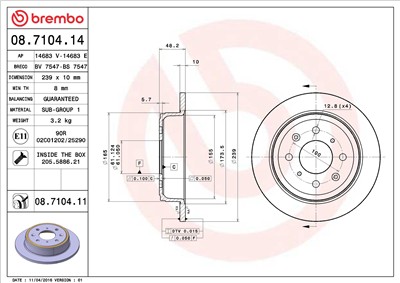 BREMBO 08.7104.14 EAN: 8020584013946.