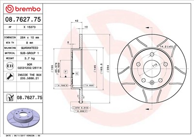 BREMBO 08.7627.75 EAN: 8020584762776.