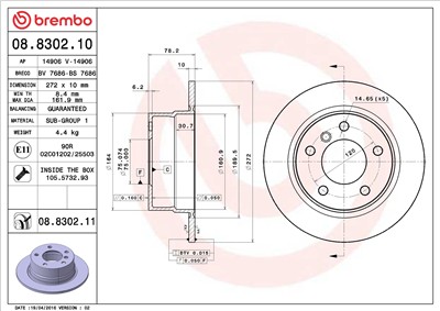 BREMBO 08.8302.11 EAN: 8020584210482.
