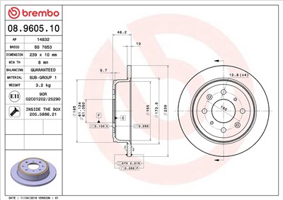 BREMBO 08.9605.10 EAN: 8020584960516.