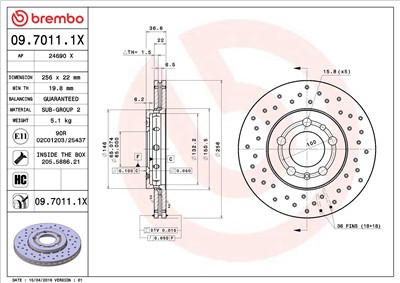 BREMBO 09.7011.1X EAN: 8020584212462.