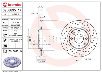 BREMBO 09.8695.1X EAN: 8020584212561.