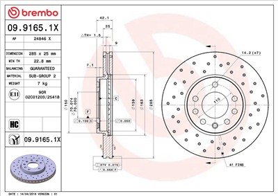 BREMBO 09.9165.1X EAN: 8020584215425.