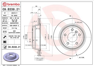 BREMBO 09.B338.21 EAN: 8020584219911.