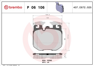 BREMBO P 06 106 Číslo výrobce: 22392. EAN: 8020584087343.