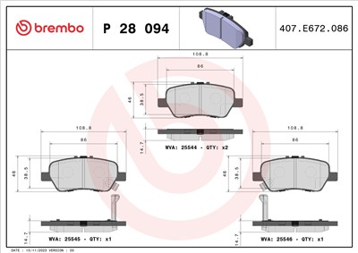 BREMBO P 28 094 Číslo výrobce: 25545. EAN: 8020584113370.