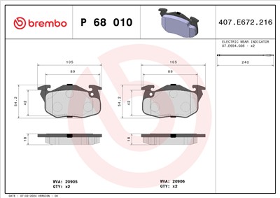 BREMBO P 68 010 Číslo výrobce: 20987. EAN: 8020584056738.