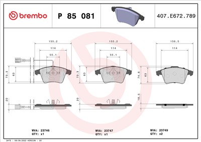BREMBO P 85 081 Číslo výrobce: 23747. EAN: 8020584058848.