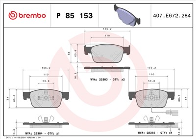 BREMBO P 85 153 Číslo výrobce: 22384. EAN: 8020584084434.